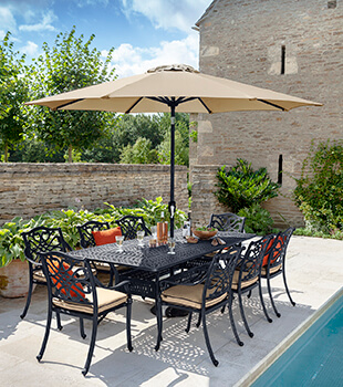 Image of EX-DISPLAY/COLLECTION ONLY Hartman Amalfi 8 Seat Rectangular Set WITH CAPRI CHAIRS in Bronze / Amber - NO PARASOL