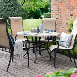 Small Image of EX-DISPLAY / COLLECTION ONLY -Palermo Round 4 Seater Garden Furniture -with overbury Table Set by Hartman