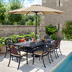Small Image of EX-DISPLAY/COLLECTION ONLY Hartman Amalfi 8 Seat Rectangular Set WITH CAPRI CHAIRS in Bronze / Amber - NO PARASOL