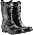 RHS Hunter Short- Floral Mix Black wellies