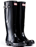 Hunter Gloss Adjustable Wellies in Black - With Free Hotties
