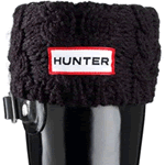 Kids Hunter Cable Cuff Welly Socks - Black
