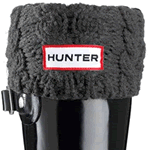 Kids Hunter Cable Cuff Welly Socks - Charcoal