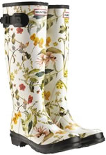 RHS Hunter Original Wellies-Floral Mix White Wellies