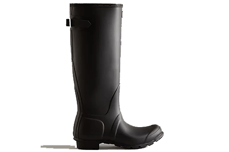 Image of Hunter Women's Tall Back Adjustable Wellington Boots - Black - UK 7