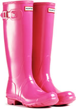 Genuine Fuchsia Hunter Gloss Wellies (Original) - With Free Hotties