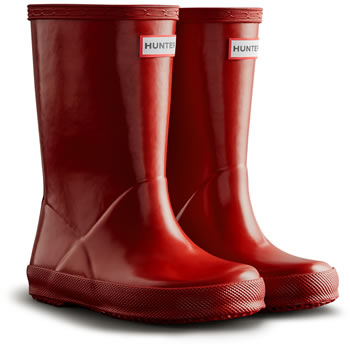 Image of Kids First Gloss Hunter Wellies - Military Red UK 9 INF (EURO 26)