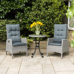 Small Image of Katie Blake Chatsworth Reclining Bistro Set in Stone Grey/ Dove Grey
