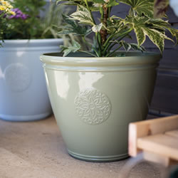 Extra image of Kelkay Plant Avenue Trad. Collection Small Eden Emblem Pot in Green