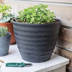 Extra image of Kelkay Plant Avenue Stone Collection Large Hudson Pot in Black