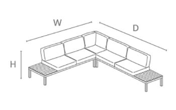 Kettler Elba Low Corner Lounge - dimensions image