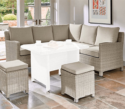 Image of Kettler Palma Mini Corner with Signature Cushions in Oyster/Stone - NO TABLE