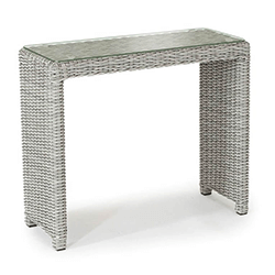 Small Image of Kettler Palma Weave Glass Top Side Table - White Wash