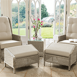 Small Image of Kettler Palma Recliner Duet Set with Footstools and Side Table - Oyster and Stone