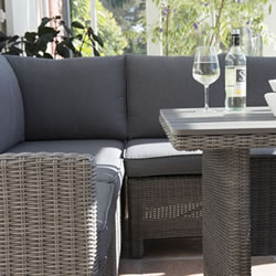 Extra image of Kettler Palma Mini Corner Sofa Dining Set in Rattan / Taupe with Polywood Table