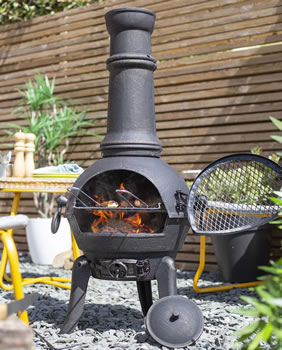 Image of Sierra Bronze Large Cast Iron Chiminea with Grill by La Hacienda