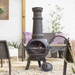 Extra image of Sierra Bronze Extra Large Cast Iron Chiminea Fireplace with Grill