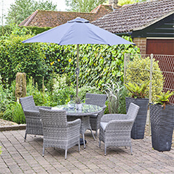 Small Image of LG Monaco Stone 4 Seat Dining Set with 2.2m Parasol