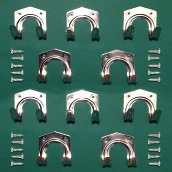 Image of 10 x Double Metal Storage Wall Shed Hooks with Screws For Hanging Tools