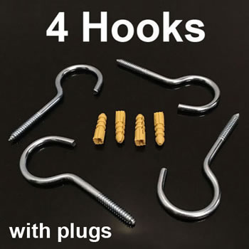Image of 4x 10cm Large Heavy Duty Screw Hooks with Wall Plugs