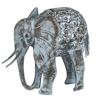 Image of Metal Silhouette Elephant - Solar Powered