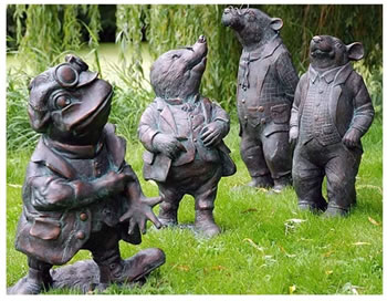 Image of Wind in the Willows Garden Sculptures: Toad, Ratty , Mole and Badger