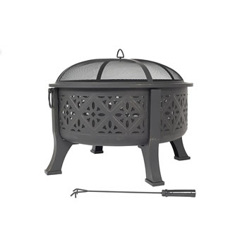 Extra image of Moroccan Pattern Deep Bowl Firepit With Grill