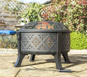 Image of Moroccan Pattern Deep Bowl Firepit With Grill