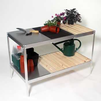 Image of Clearspan Greenhouse Bench with aluminium trays - 117cm x 58.5cm