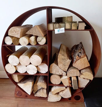 Image of Rustic Steel Round Log Store & Shelves