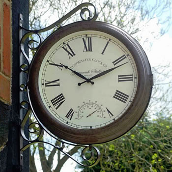 Image of Greenwich Double Sided Station Clock & Thermometer
