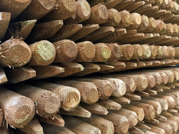 Image of Round Wooden Fence Posts HC4 Pressure treated, 1.5m x 40mm - 5 Posts