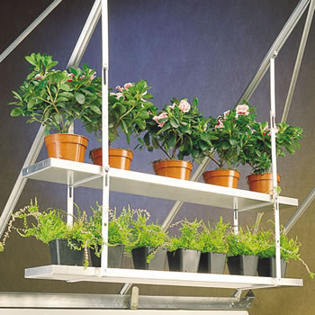 Image of One Pair Hanging Shelves To Fit To Greenhouse Roof - 86cm x 15cm