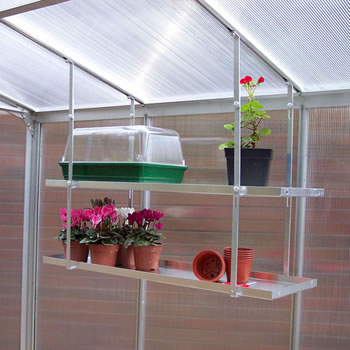 Image of One Pair Hanging Shelves To Fit To Greenhouse Roof - 147cm x 15cm