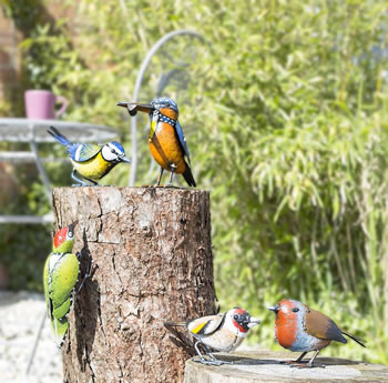Extra image of 6 Assorted British Birds Garden Ornaments