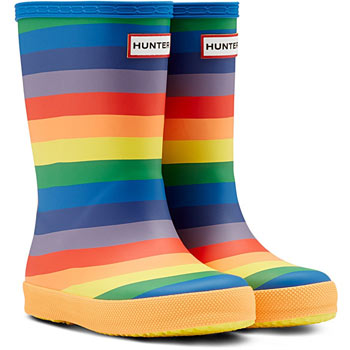 Image of Hunter Multicoloured Kids First Rainbow Print Wellingtons - INF 6