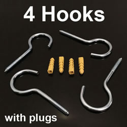 Small Image of 4x 10cm Large Heavy Duty Screw Hooks with Wall Plugs