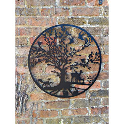 Small Image of Wildlife Garden Screen Featuring Deer, Birds, Rabbits And A Fox - 45cm dia.