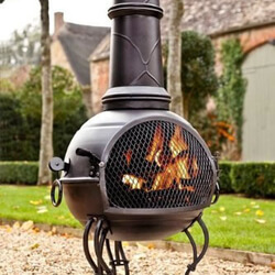 Small Image of 107cm Black Steel Chimenea with Pull Out Grill (Free Cover)