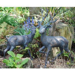 Extra image of Large Pair of Bronzed Deer Garden Statues Cast from Aluminium