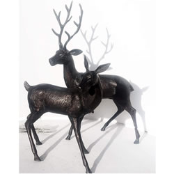 Extra image of Large Pair of Bronzed Deer Garden Statues Cast from Aluminium