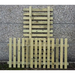 Small Image of 2x Wooden Picket Garden Fence Panels 90cm (3ft) Tall x 1.8m (6ft) Long - Hand Built Pressure Treated Wood