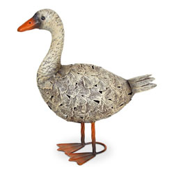 Extra image of Rita the Duck Garden Ornament, Cream Painted Metal, 40cm