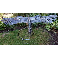 Extra image of Gliding Eagle Metal Bird Sculpture On Stand