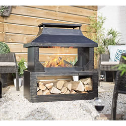 Small Image of La Hacienda Stonehurst Steel Outdoor  Fireplace
