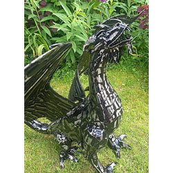Small Image of Mystical Dragon Garden Sculpture in Platework Metal - 56cm Tall