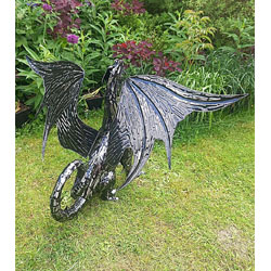 Extra image of Mystical Dragon Garden Sculpture in Platework Metal - 56cm Tall
