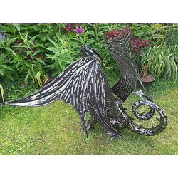 Extra image of Mystical Dragon Garden Sculpture in Platework Metal - 56cm Tall