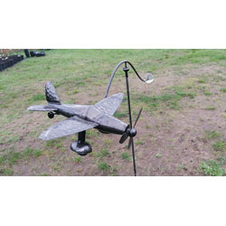 Small Image of 126cm tall Metal Plane Garden Border Stake Spinning Wind Art Ornament
