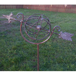 Small Image of Decorative Armillary Globe Border Stake In Sturdy Metal -150cm